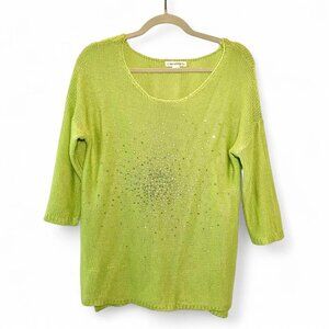 Rhinestone Y2K Lime Green Passports Sweater